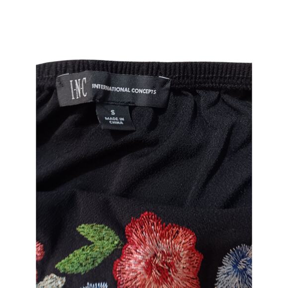 Artsy INC Off Shoulder Top Blouse S Floral Embroidered Flare Whimsigoth Coquette - Picture 5 of 10